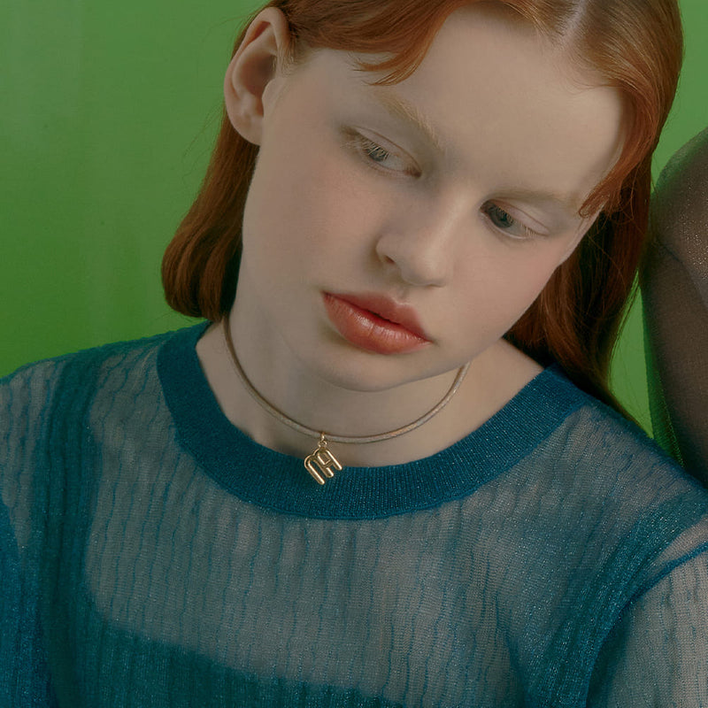 FAVO-LIT シグニチャー グリッター レザー ネックレス:ベージュ / FAVO-LIT SIGNATURE GLITTER LEATHER NECKLACE - BG