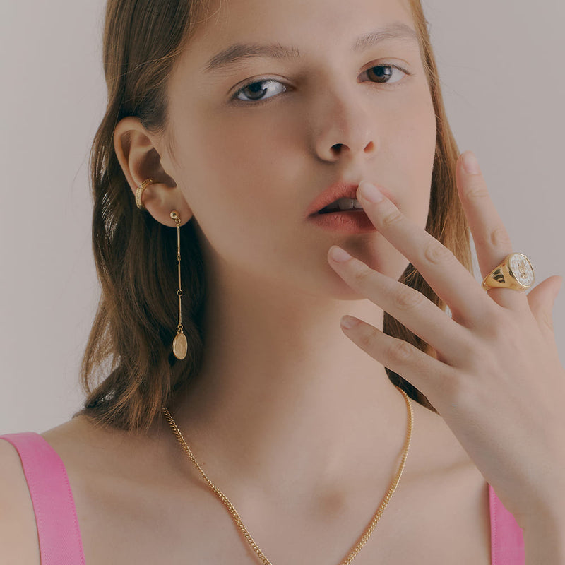 RE-CO'DE No.5 エクストラ アンバランス イヤーカフ ピアス:イエロー / RE-CO'DE NO.5 EXTRA UNBALANCE EARCUFF EARRINGS - YELLOW