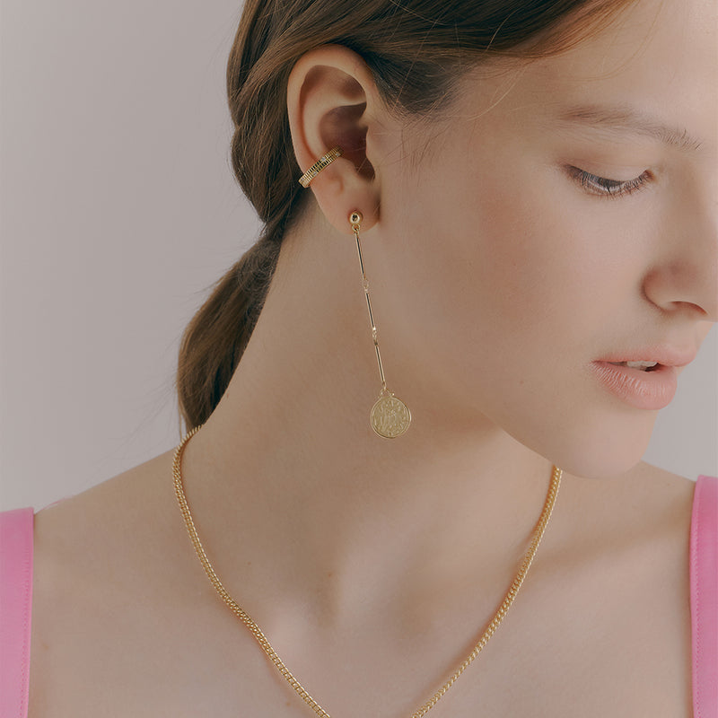RE-CO'DE No.5 エクストラ アンバランス イヤーカフ ピアス:イエロー / RE-CO'DE NO.5 EXTRA UNBALANCE EARCUFF EARRINGS - YELLOW