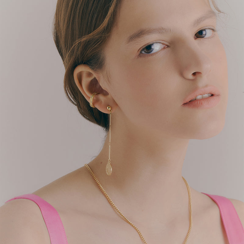 RE-CO'DE No.5 エクストラ アンバランス イヤーカフ ピアス:イエロー / RE-CO'DE NO.5 EXTRA UNBALANCE EARCUFF EARRINGS - YELLOW