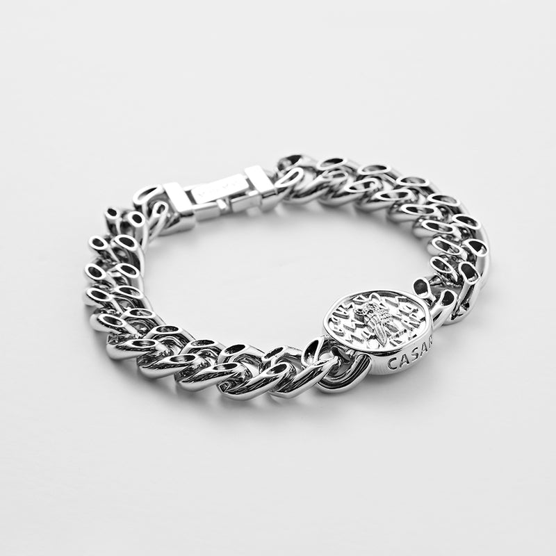 RE-CO'DE No.5 ホローコインブレスレット:ホワイト / RE-CO'DE NO.5 HOLLOW COIN BRACELET - WHITE