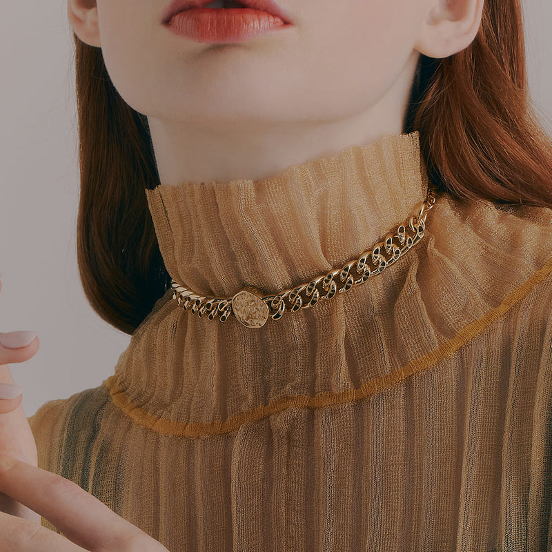 RE-CO'DE No.5 ホロー コイン ネックレス:イエロー / RE-CO'DE NO.5 HOLLOW COIN NECKLACE - YELLOW