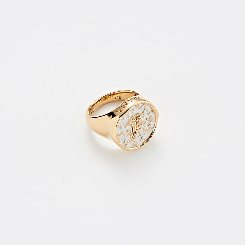RE-CO'DE No.5 ホワイト ラージ コイン シルバー リング / RE-CO'DE NO.5 WHITE LARGE COIN SILVER RING