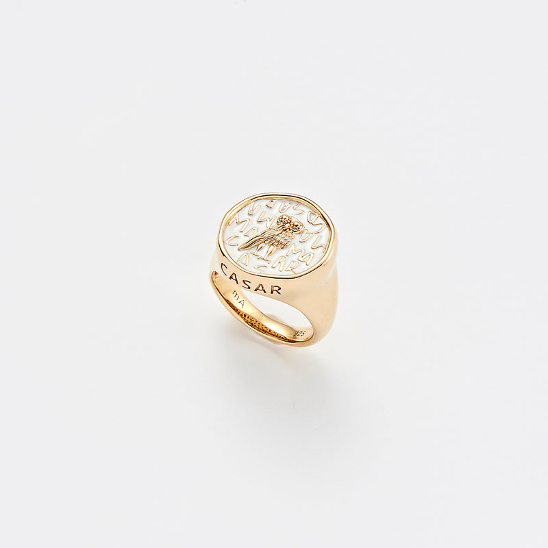 RE-CO'DE No.5 ホワイト ラージ コイン シルバー リング / RE-CO'DE NO.5 WHITE LARGE COIN SILVER RING