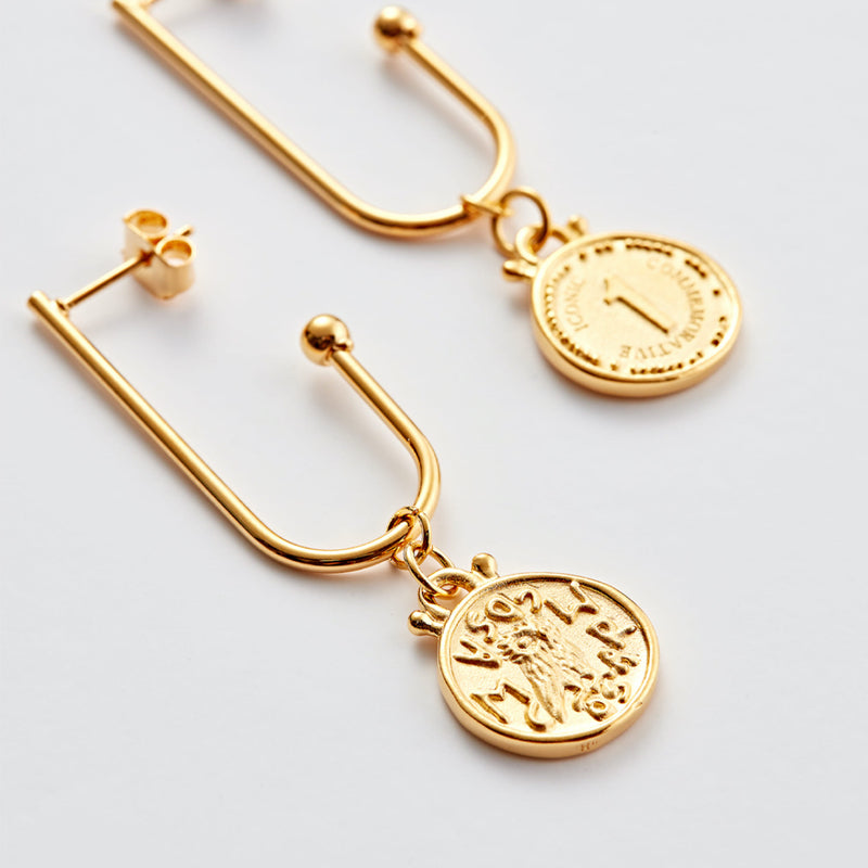 RE-CO'DE ダブル オウル コイン クリップ ピアス / RE-CO'DE DOUBLE OWL COIN CLIP EARRINGS