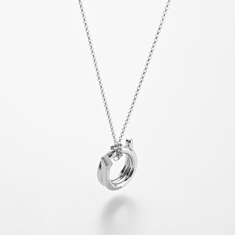 Shape6 スプリット MU シルバー ネックレス :ホワイト / SHAPE6 SPLIT MU SILVER NECKLACE - WHITE