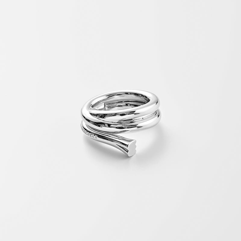 Shape6 スプリット ボールド シルバー リング:ホワイト / SHAPE6 SPLIT BOLD SILVER RING - WHITE