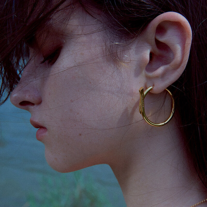 Shape6 ホーン ワンタッチ ラージ シルバー ピアス / SHAPE6 HORN ONE-TOUCH LARGE SILVER EARRINGS