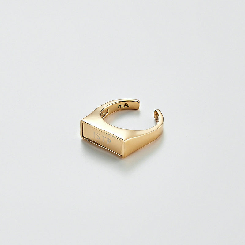 Brilliant クラムプルド シグネット オープン リング:イエロー / BRILLIANT CRUMPLED SIGNET OPEN RING - YELLOW