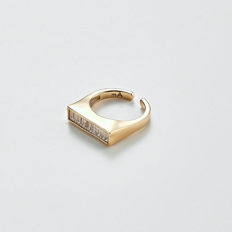 Brilliant クラムプルド ライン オープン リング:イエロー / BRILLIANT CRUMPLED LINE OPEN RING - YELLOW