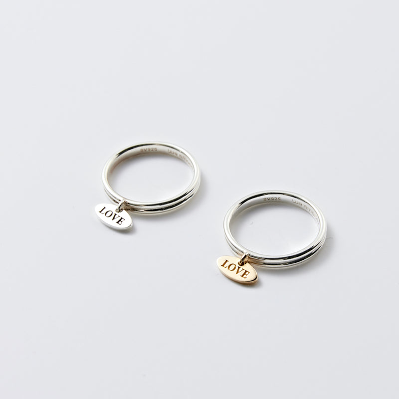 シルバー 2ライン ラブ タグ リング / Silver Two Line Love Tag Ring