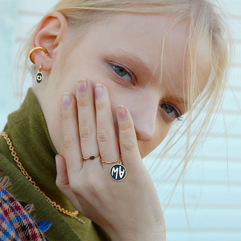 RE-CO'DE V2 ブラック ベルベット ミニ ピアス / RE-CO'DE V2 BLACK VELVET MINI EARRINGS