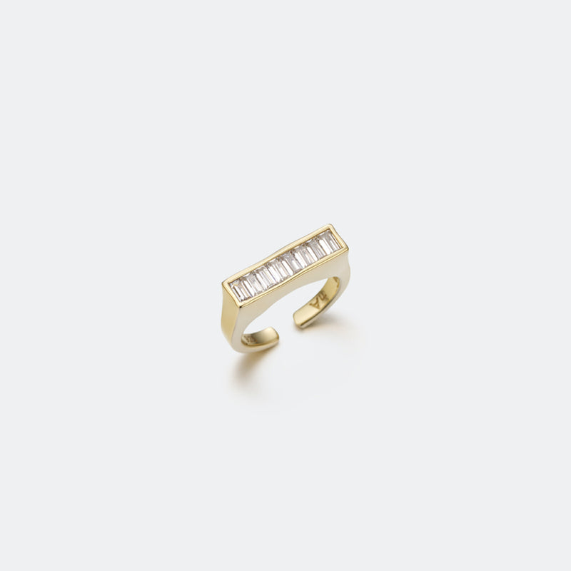 Brilliant クラムプルド ライン オープン リング:イエロー / BRILLIANT CRUMPLED LINE OPEN RING - YELLOW