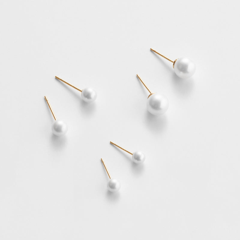 K14 イエロー ゴールド ベーシック パール ピアス / 14K Yellow Gold Basic Pearl Earrings