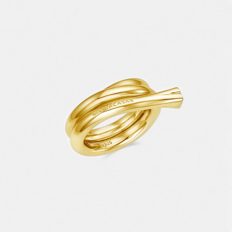 Shape6 スプリット ボールド シルバー リング:イエロー / Shape6 SPLIT BOLD SILVER RING - YELLOW