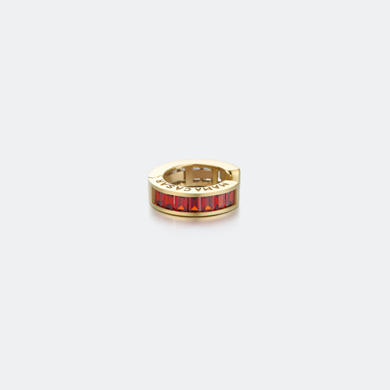 Brilliant ダブル スリム ワンタッチ イヤーカフ:ガーネット / BRILLIANT DOUBLE SLIM ONETOUCH EARCUFF - GARNET