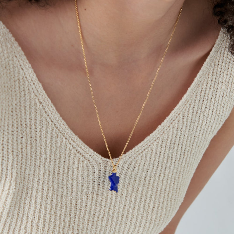 Buddy Double Handle Blue Epoxy Necklace / BUDDY DOUBLE HANDLE BLUE NECKLACE