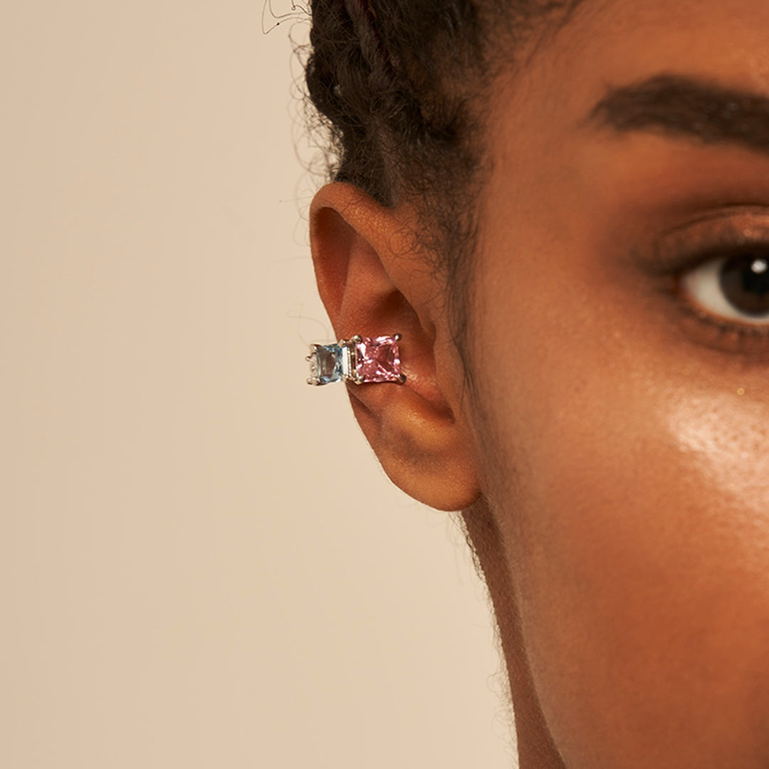 Brilliant SQ マルチ シルバー ワンタッチ イヤーカフ / BRILLIANT SQ SILVER ONETOUCH EARCUFF