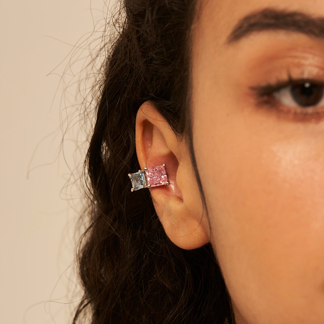 Brilliant SQ マルチ シルバー ワンタッチ イヤーカフ / BRILLIANT SQ SILVER ONETOUCH EARCUFF