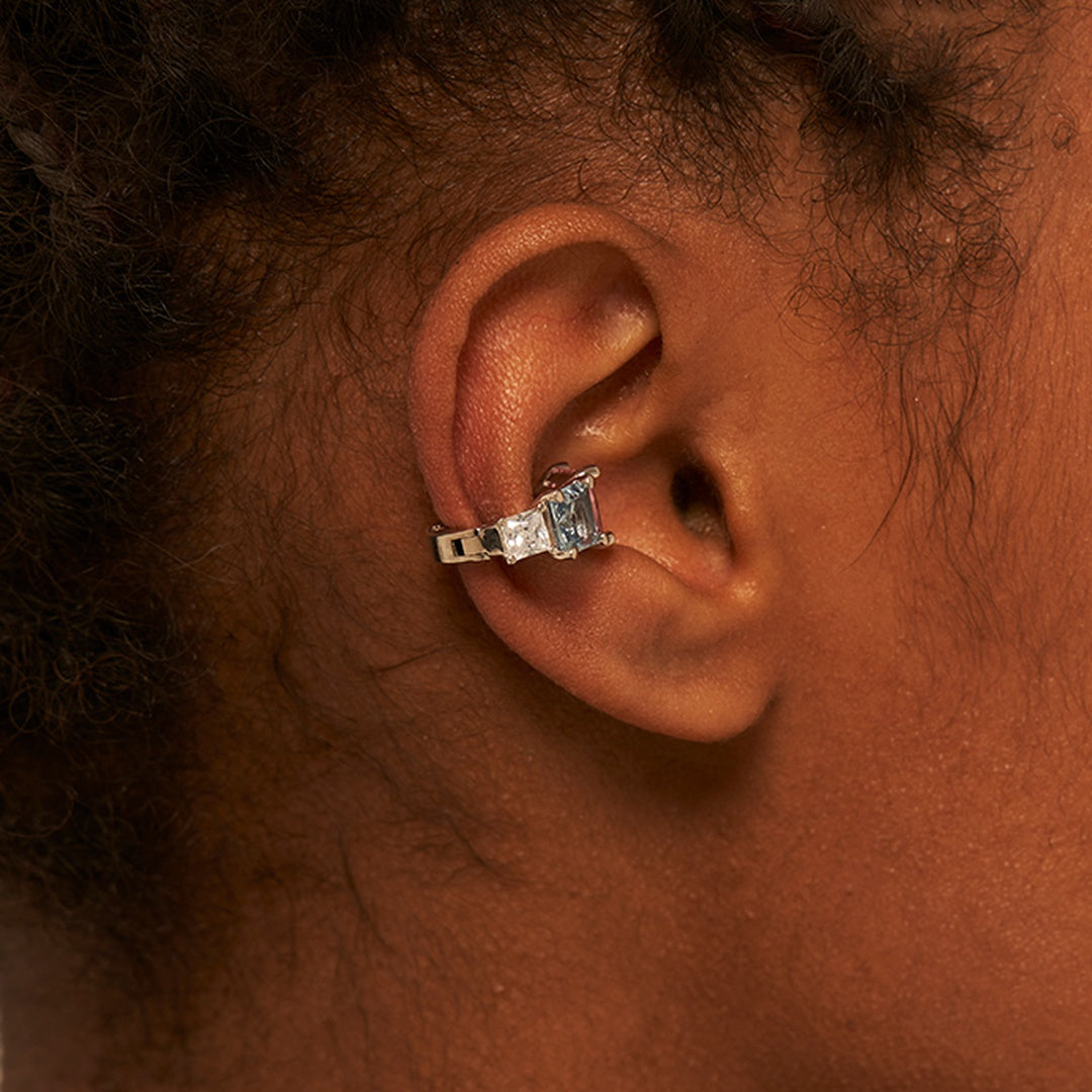 Brilliant SQ マルチ シルバー ワンタッチ イヤーカフ / BRILLIANT SQ SILVER ONETOUCH EARCUFF