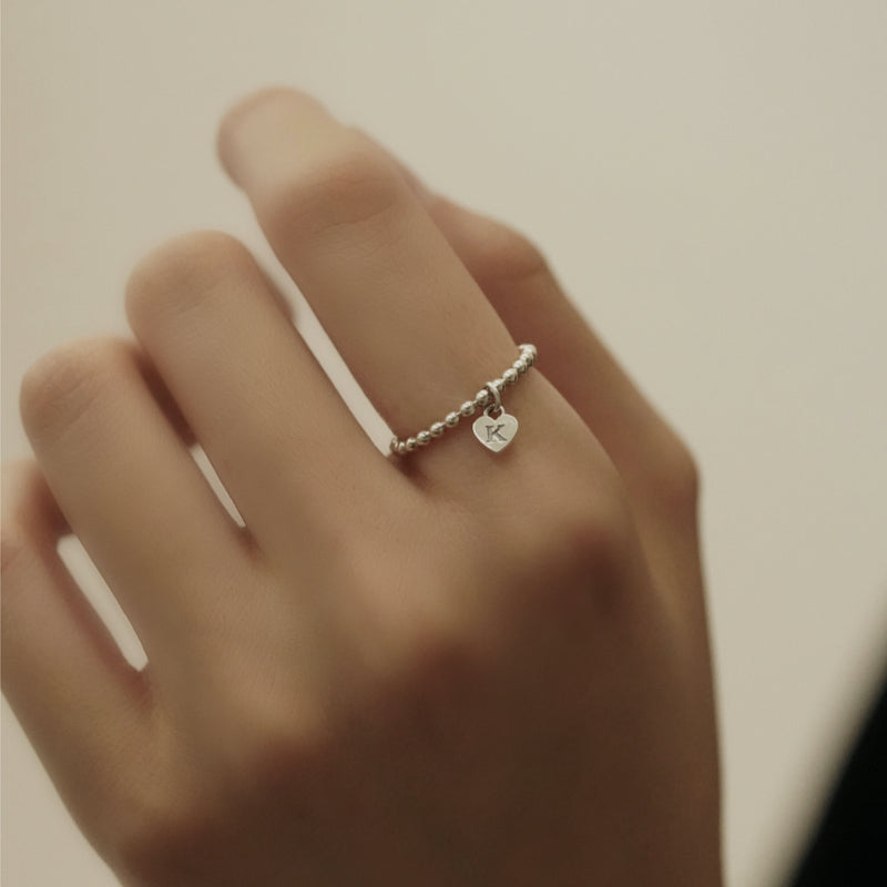 Silver Ball Heart Ring