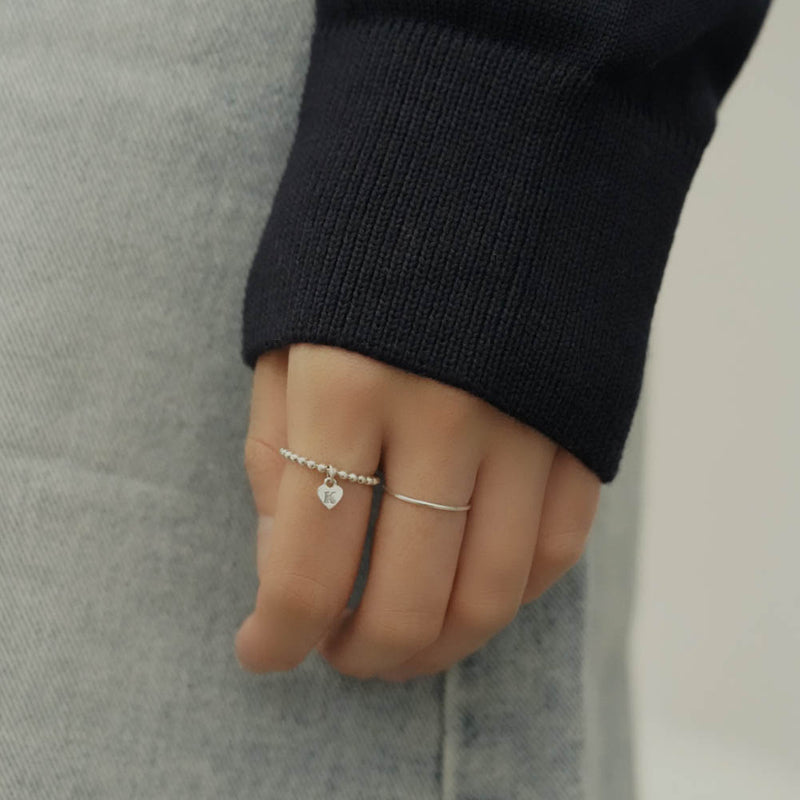 Silver Ball Heart Ring