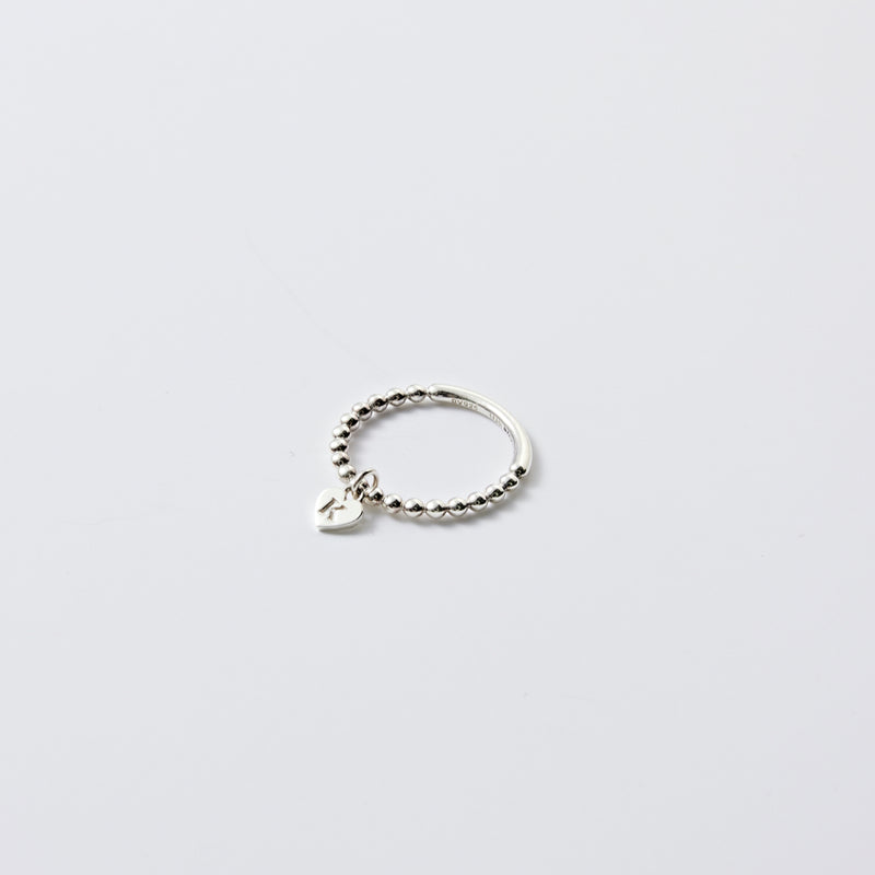 Silver Ball Heart Ring
