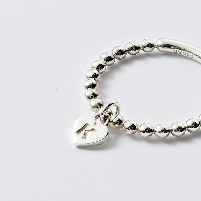 Silver Ball Heart Ring