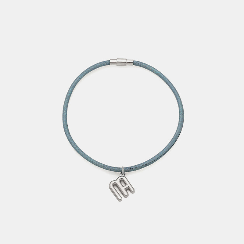 FAVO-LIT シグニチャー グリッター レザー アンクレット:空色 / FAVO-LIT SIGNATURE GLITTER LEATHER ANKLET - SB