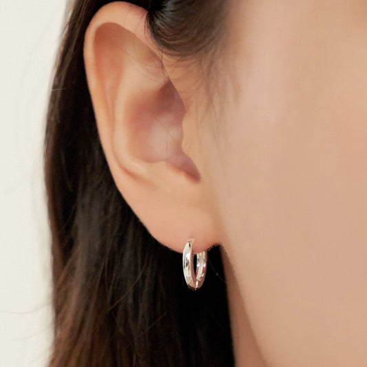 シルバー フラット スクエア ワンタッチ ピアス / Silver Flat Square One-Touch Earrings