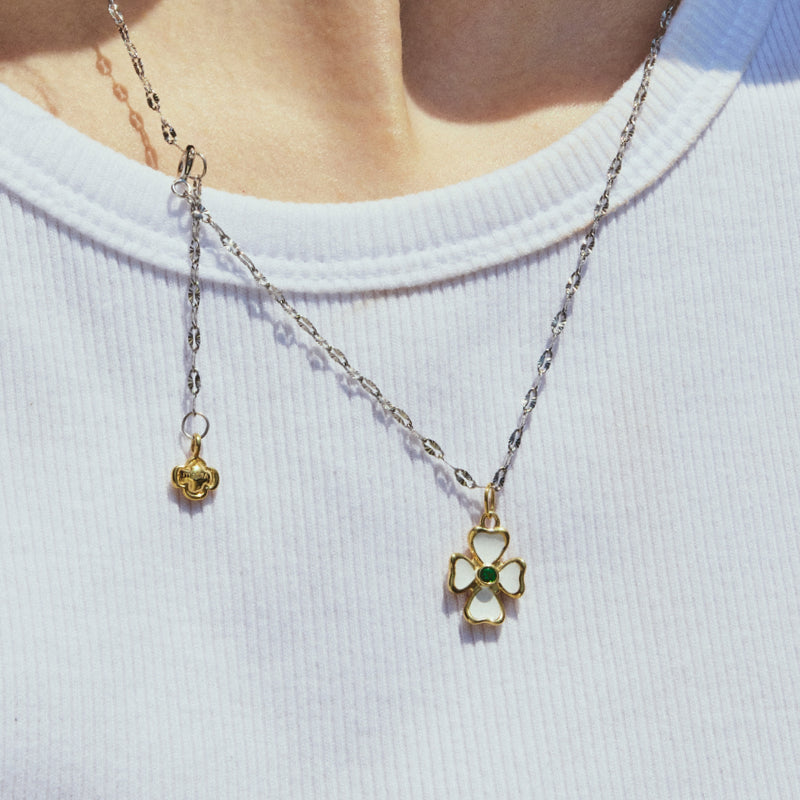 SCOUT クローバー ホワイト コンビ シルバー ネックレス / SCOUT CLOVER WHITE COMBI SILVER NECKLACE