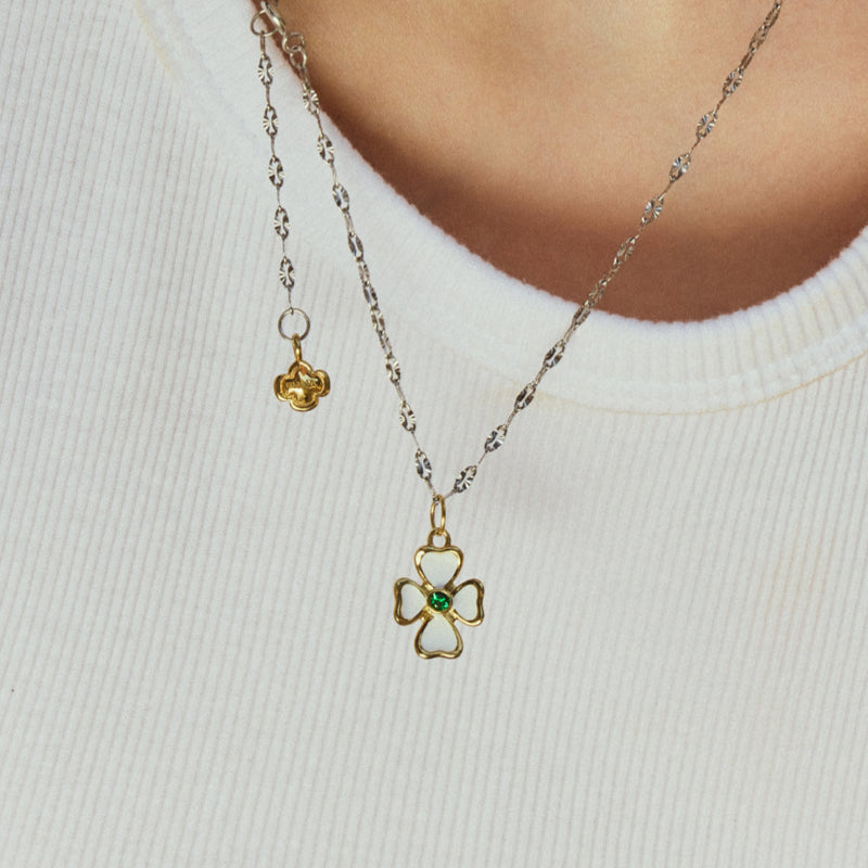 SCOUT クローバー ホワイト コンビ シルバー ネックレス / SCOUT CLOVER WHITE COMBI SILVER NECKLACE