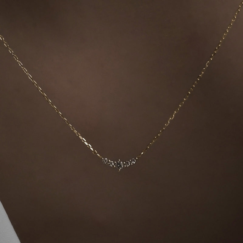 K10 プチ ダイヤ カーブ ネックレス / 10K Petit Diamond Curve Necklace