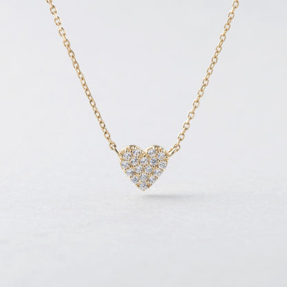 K10 プチ パヴェ ハート ネックレス / 10K Petit Pave Heart Necklace