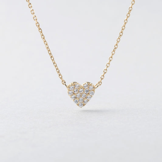 K10 プチ パヴェ ハート ネックレス / 10K Petit Pave Heart Necklace