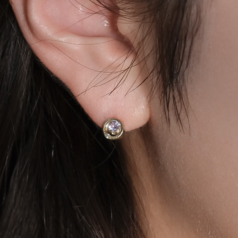 K10 アライ ダブル ストーン ピアス / 10K Awry Double Stone Earrings
