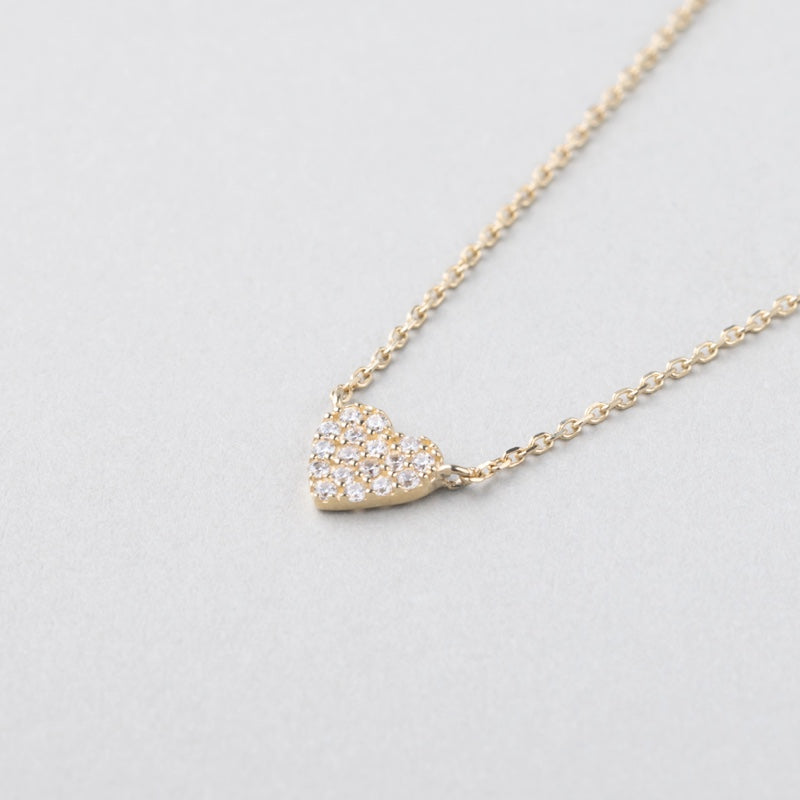 K10 プチ パヴェ ハート ネックレス / 10K Petit Pave Heart Necklace