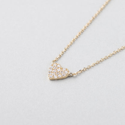 K10 プチ パヴェ ハート ネックレス / 10K Petit Pave Heart Necklace