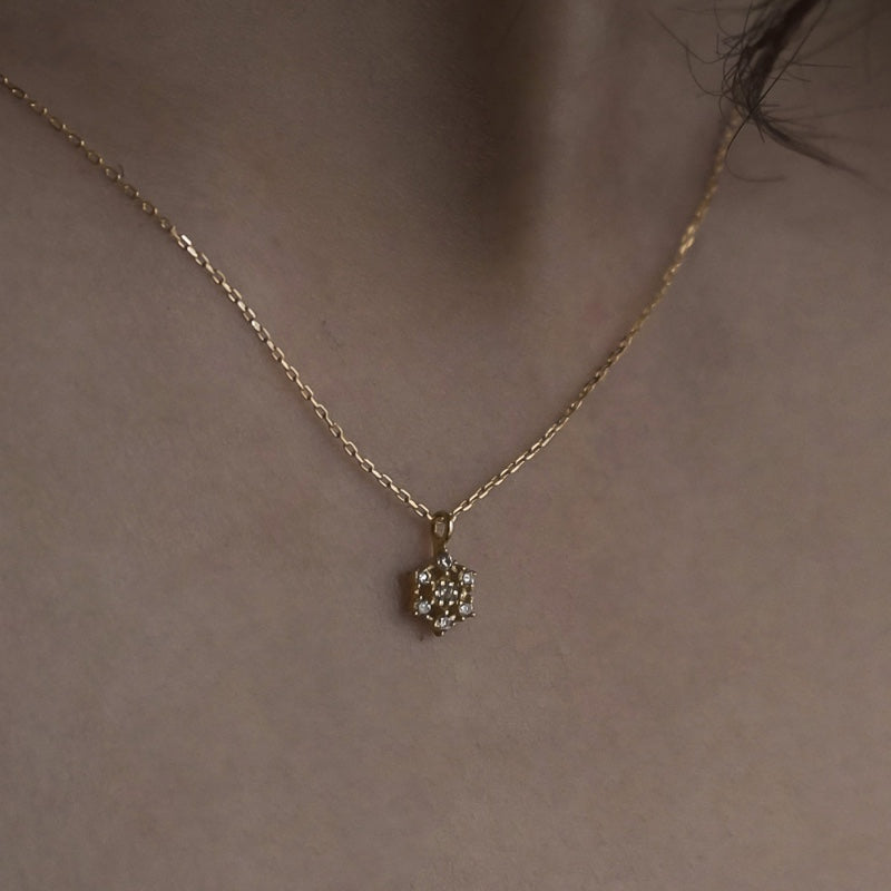 K10 プチ ダイヤ ヘキサゴン ネックレス / 10K Petit Diamond Hexagon Necklace
