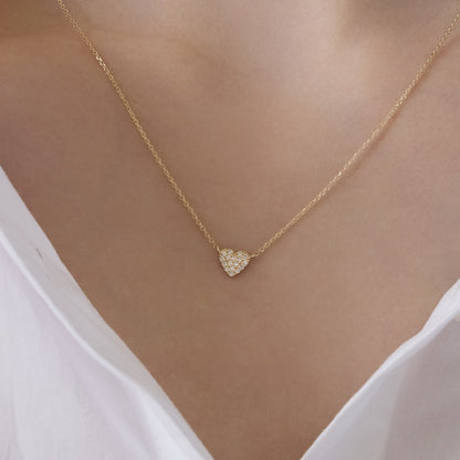 K10 プチ パヴェ ハート ネックレス / 10K Petit Pave Heart Necklace