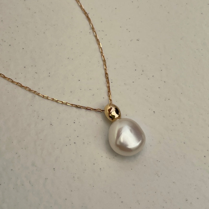 K10 天然 淡水パール ワン ポイント ネックレス / 10K Natural Freshwater Pearl One Point Necklace