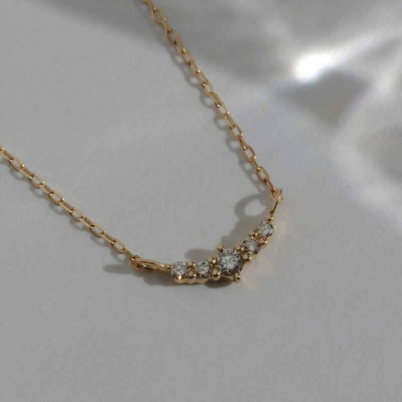 K10 プチ ダイヤ カーブ ネックレス / 10K Petit Diamond Curve Necklace