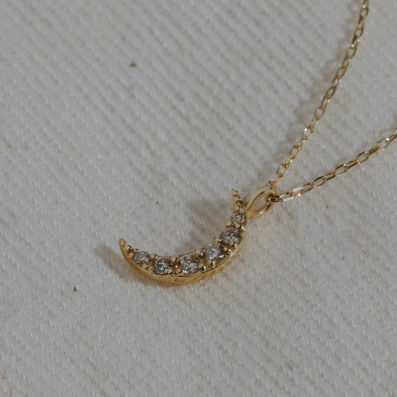 K10 プチ ダイヤ ムーン ネックレス / 10K Petit Diamond Moon Necklace