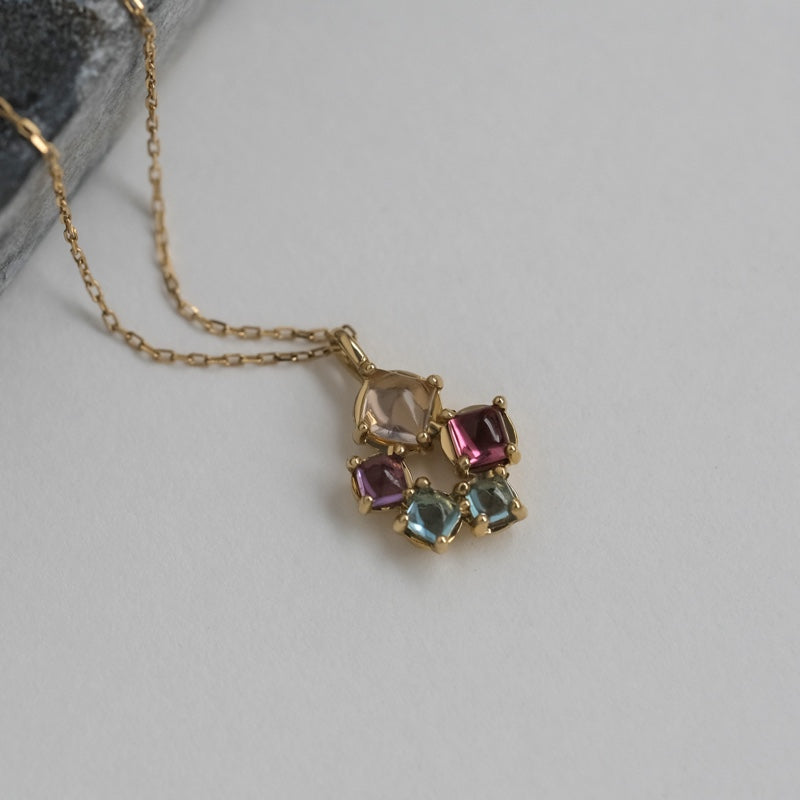 K10 カボション クラスター ネックレス / 10K Cabochon Cluster Necklace