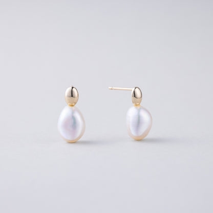 K10 天然 淡水パール ワン ポイント ピアス / 10K Natural Freshwater Pearl One Point Earrings