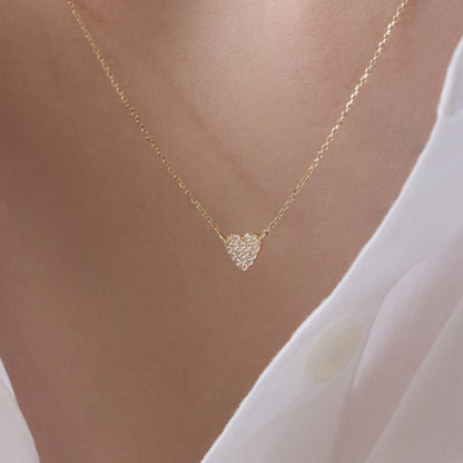 K10 プチ パヴェ ハート ネックレス / 10K Petit Pave Heart Necklace