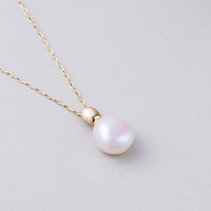 K10 天然 淡水パール ワン ポイント ネックレス / 10K Natural Freshwater Pearl One Point Necklace