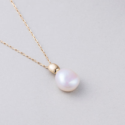 K10 天然 淡水パール ワン ポイント ネックレス / 10K Natural Freshwater Pearl One Point Necklace