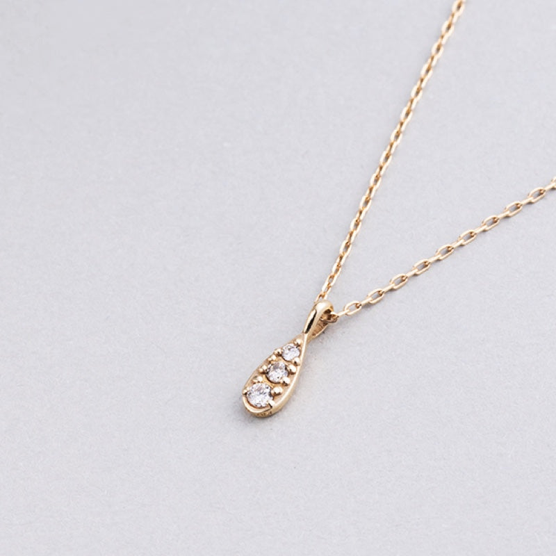 K10 プチ ダイヤ しずく ネックレス / 10K Petit Diamond Waterdrop Necklace