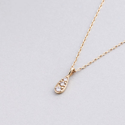 K10 プチ ダイヤ しずく ネックレス / 10K Petit Diamond Waterdrop Necklace